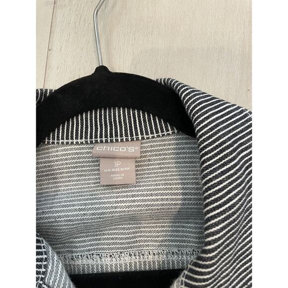 Chico's Womens Cotton Stretch Denim Stripe Jacket Sz 1P 8/10 Petite - Picture 5 of 6